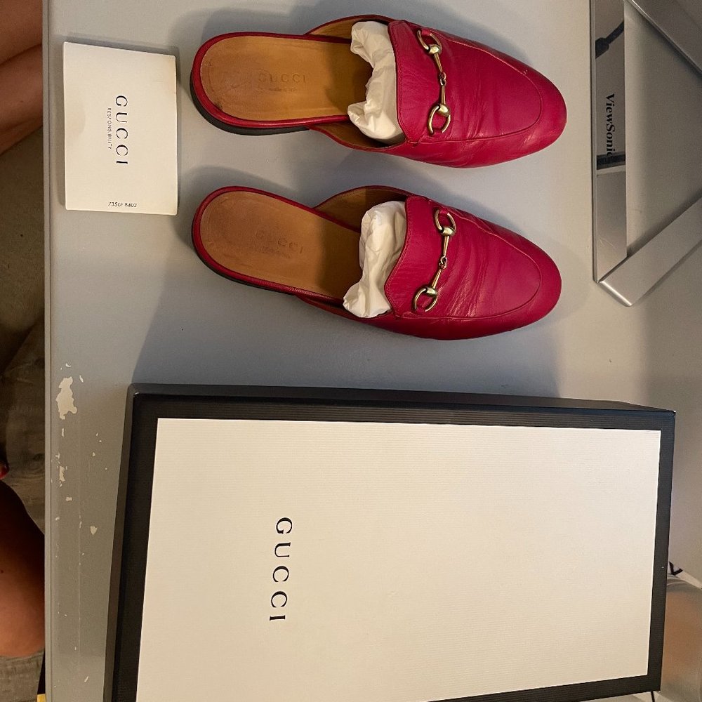 Gucci Princetown Red Leather Slipper Loafer